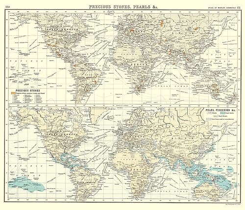 Global Precious Stones Pearls - Bartholomew 1907 Art Print