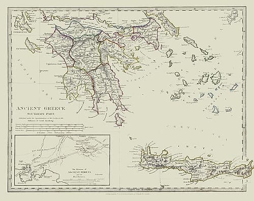 Ancient Greece Southern Part - Chapman 1829 Classical Print