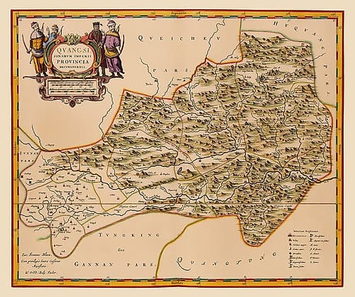Guangxi Province China - Blaeu 1655 Vintage Print