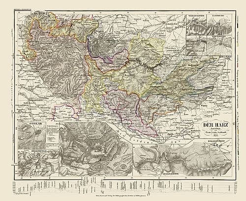 Harz Mountains Germany - Gotthard 1852 Vintage Print