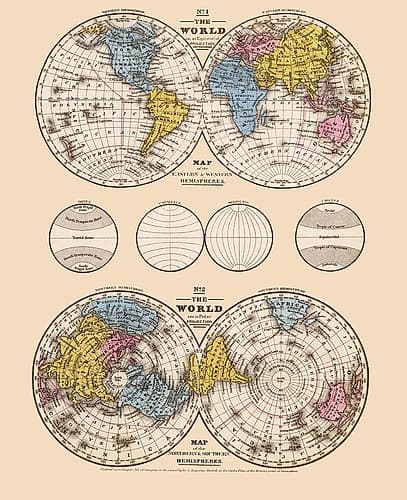 Hemispheres Equatorial Polar Projections - Mit Art Print