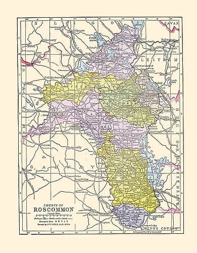Roscommon County Ireland - Bartholomew 1882 Art Print