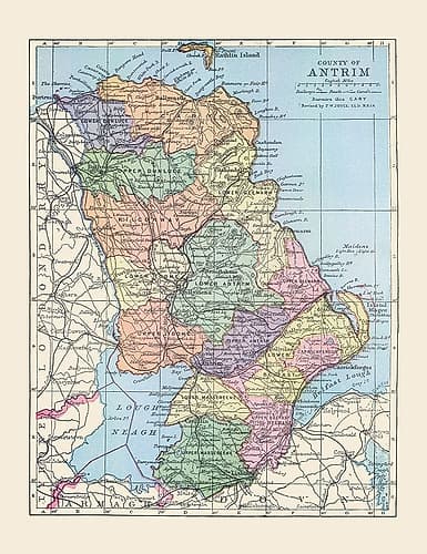 Antrim County Ireland - Bartholomew 1882 Art Print