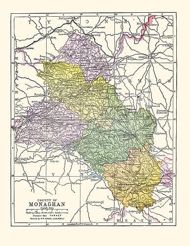 Monaghan County Ireland - Bartholomew 1882 Art Print