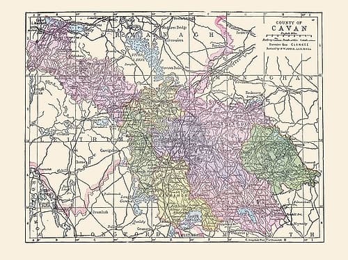 Cavan County Ireland - Bartholomew 1882 Vintage Print