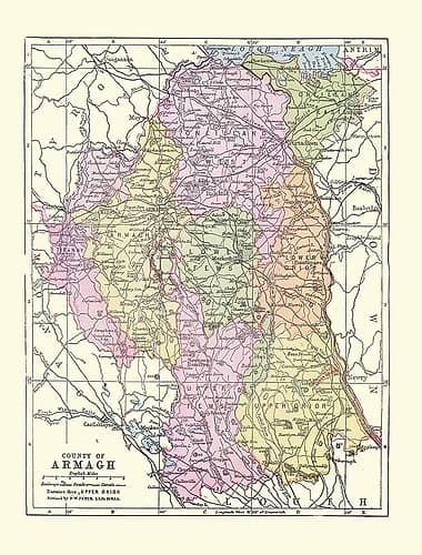 Armagh County Ireland - Bartholomew 1882 Vintage Print