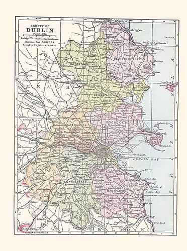 Dublin County Ireland - Bartholomew 1882 Art Print