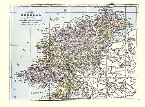 Donegal County Ireland - Bartholomew 1882 Art Print