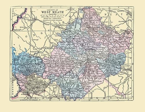 West Meath County Ireland - Bartholomew 1882 Art Print