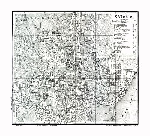 Catania Italy - Baedeker 1880 Art Print
