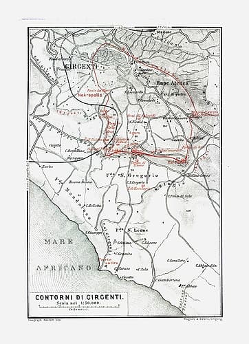 Girgenti Italy - Baedeker 1880 Art Print