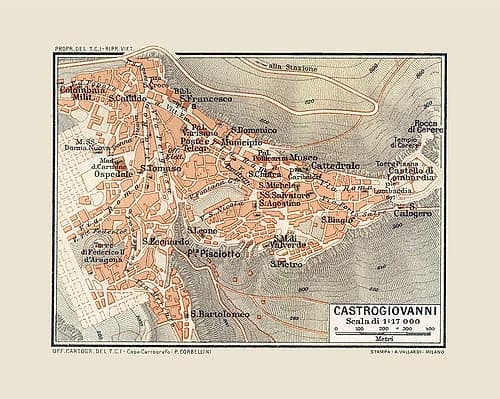 Enna Castrogiovanni Italy - Baedeker 1880 Art Print