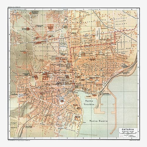 Catania Italy - Baedeker 1880 Art Print