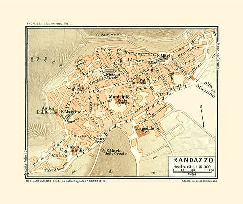 Randazzo Sicily Italy - Baedeker 1880 Art Print