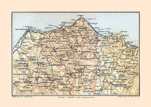 Northeastern Sicily Italy - Baedeker 1880 Art Print