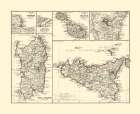 Italy Islands - Perthes 1870 Vintage Print