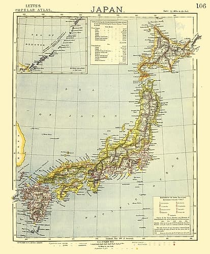 Japan - Letts 1883 Vintage Print