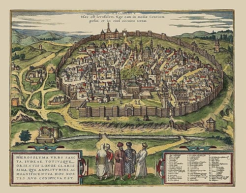 The Holy City Jerusalem Israel - Braun 1575 Vintage Print