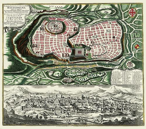 The Holy City Jerusalem Israel - Braun 1735 Vintage Print