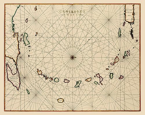 Caribbean Lesser Antilles - Blaeu 1662 Vintage Print
