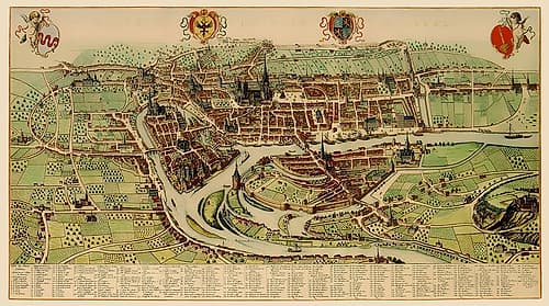 Benelux Liege Belgium Panoramic - Blaeu 1649 Vintage Print