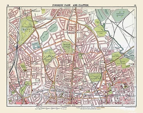 Finsbury Park Clapton London UK - Bartholomew 1921 Victorian Print