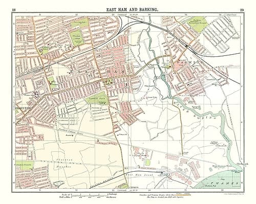 East Ham Barking London UK - Bartholomew 1921 Vintage Print