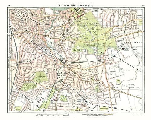 Deptford Blackheath London UK - Bartholomew 1921 Vintage Print