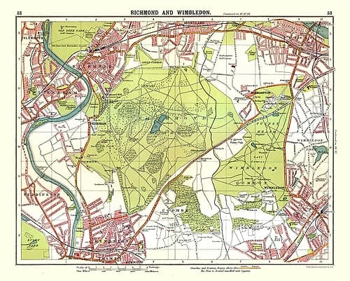 Richmond Wimbledon London UK - Bartholomew 1921 Vintage Print