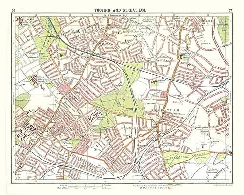Tooting Streatham London UK - Bartholomew 1921 Vintage Print
