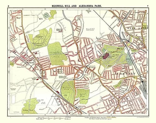 Muswell Hill Alexandra Park London UK Vintage Print