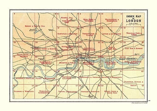 Index London UK - Bartholomew 1921 Vintage Print