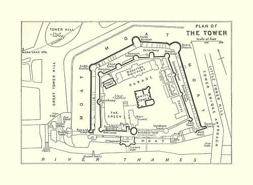 Tower London UK - Bartholomew 1921 Vintage Print
