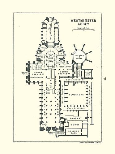 Westminster Abbey London UK - Bartholomew 1921 Vintage Print