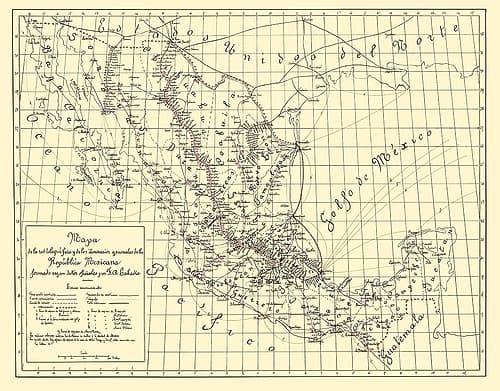 Telegraphs Mexico - Labadie 1884 Vintage Print