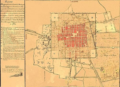 Panoramic Mexico City Mexico - De Aguila 1794 Vintage Print