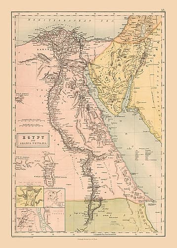 Middle East Egypt Arabia - Black 1867 Vintage Print