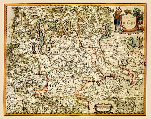 Milano Region Italy - Blaeu 1640 Renaissance Print