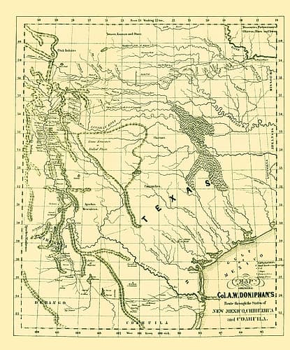 Route thru New Mexico Chihuahua Coahuila Mexico US Vintage Print