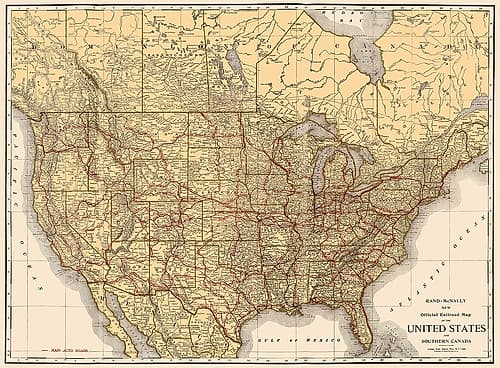 Railroad United States Southern Canada Vintage Print