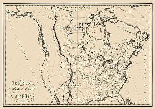 North America - Collot 1796 Vintage Print
