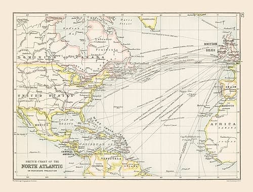 North Atlantic Chart - Bartholomew 1892 Art Print