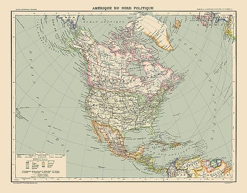 Political of North America - Schrader 1908 Art Print