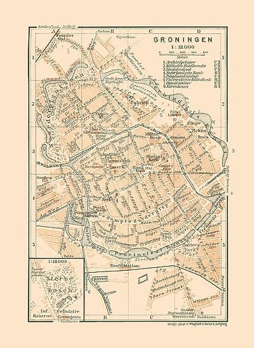 Europe Groningen Netherlands - Baedeker 1910 Art Print