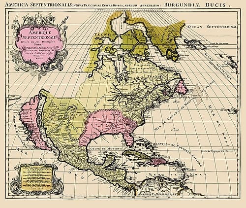 North America - Jaillot 1694 Vintage Print