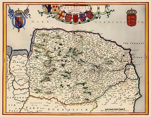 Norfolk England - Blaeu 1646 Vintage Print