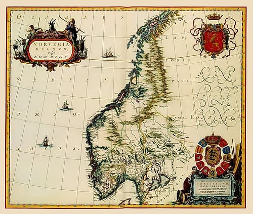 Scandinavia Norway - Blaeu 1662 Renaissance Print