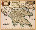 Peloponnese Region Greece - Jansson 1654 Art Print
