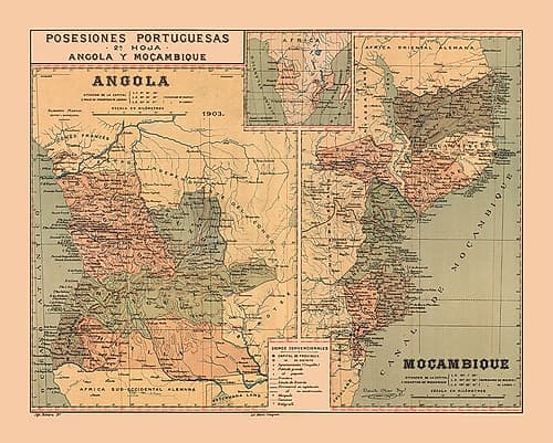 Portuguese Possessions Africa Mozambique Angola Art Print