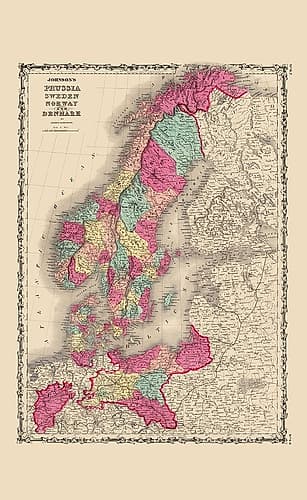 Scandinavia Prussia Sweden Norway Denmark Art Print